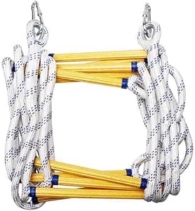 TuseyRxln Fire Escape Rope Ladder Flame Resistant Fire Safety Ladder With 2 Carabiners - 3 M