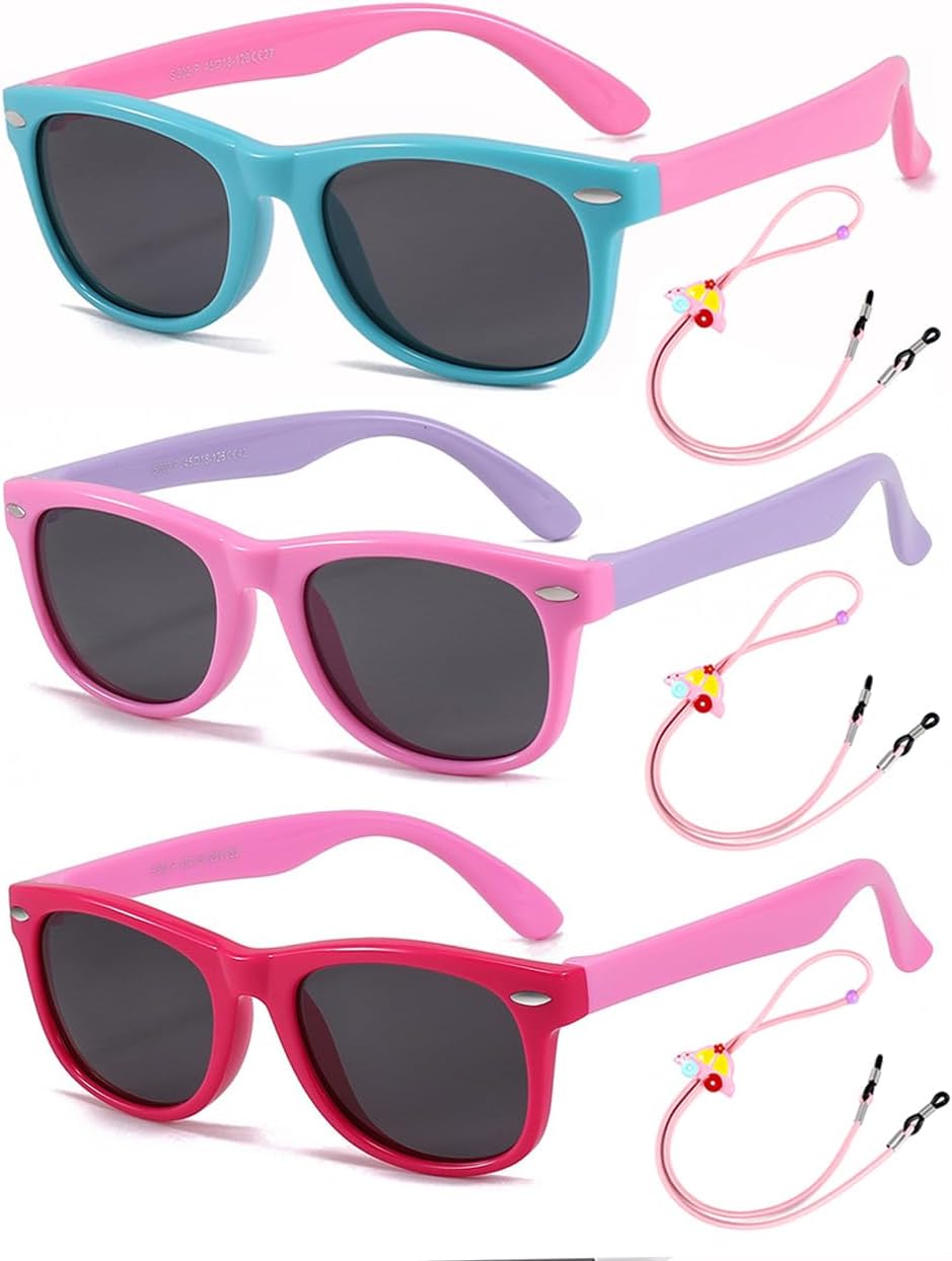Flexible Kids Sunglasses Polarized Unbreakable Toddler Sun Glasses for Baby Boys and Girls UV400 with Case, Age 2-8