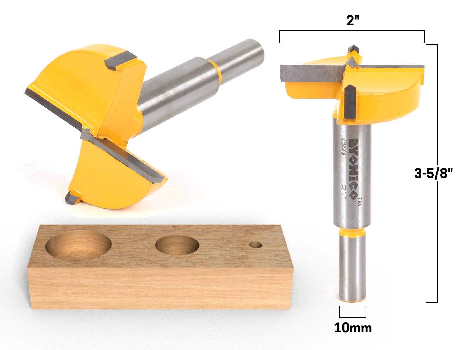 Yonico 43053C 2-Inch Diameter Carbide Forstner Drill Bit 10mm Shank - Image 2