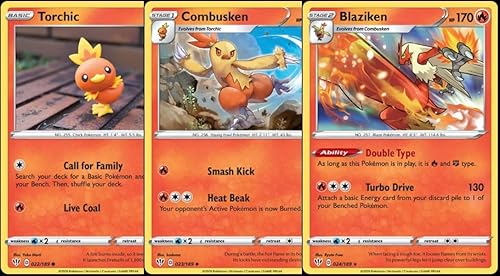 Blaziken 024189 - Darkness Ablaze - Lote de 3 cartas Pokemon Evolution - Lámina - Etapa 2