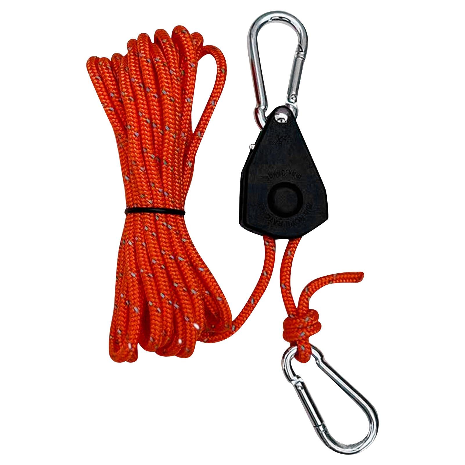Tookie Windproof Tent Rope, Hiking Reflective Aluminum Camping Wind Rope, Outdoor Camping Tent Rope, Reflective Windproof Tent Rope with Pulley Clip, for Tent Tarp, Canopy Shelter, Climbing(Orange)