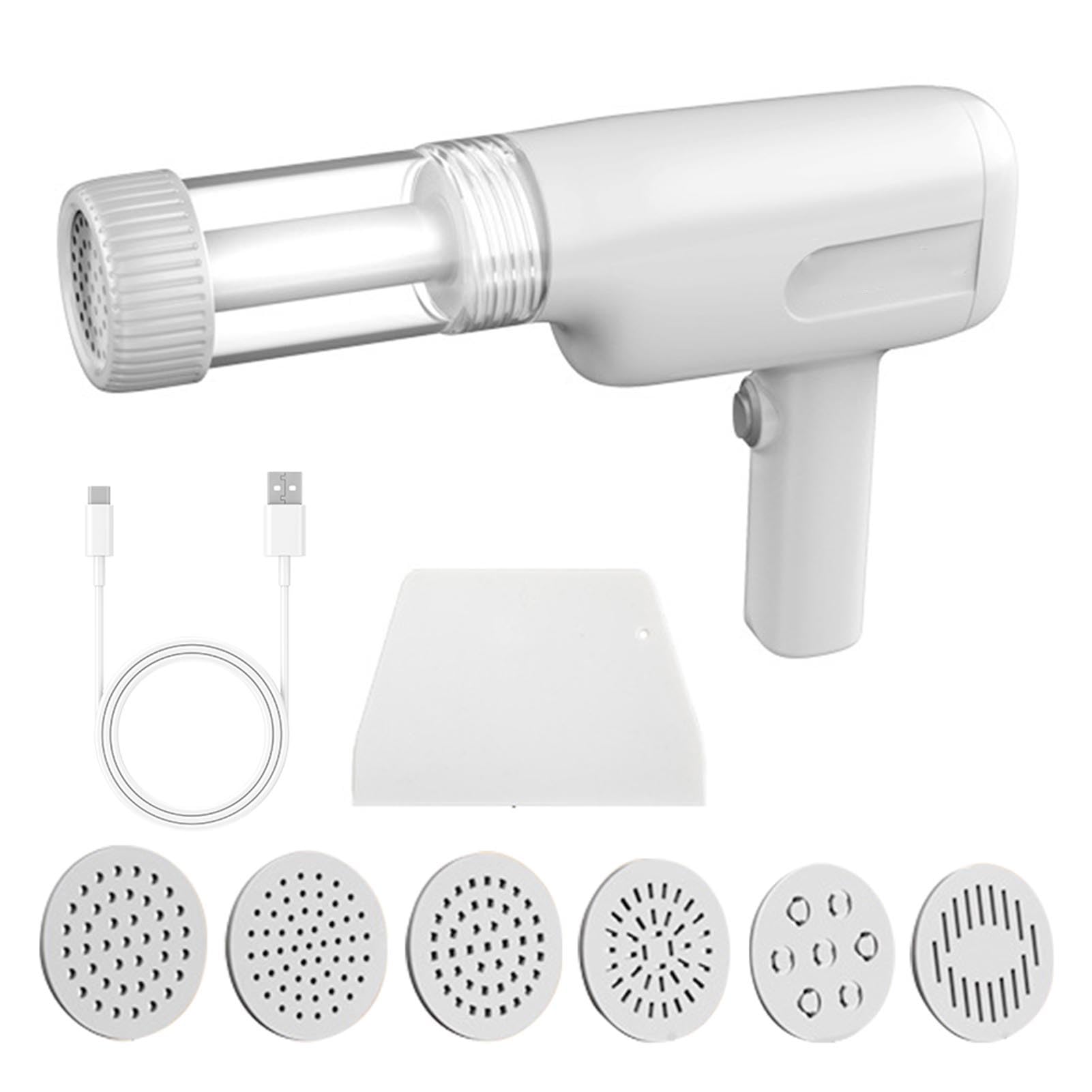 Automatic Pasta Maker Machine, Household Electric Noodle Press, Handheld Electric Noodle Maker 6in 1 Cordless Portable Spaghetti Noodles Maker with Dough Cutter