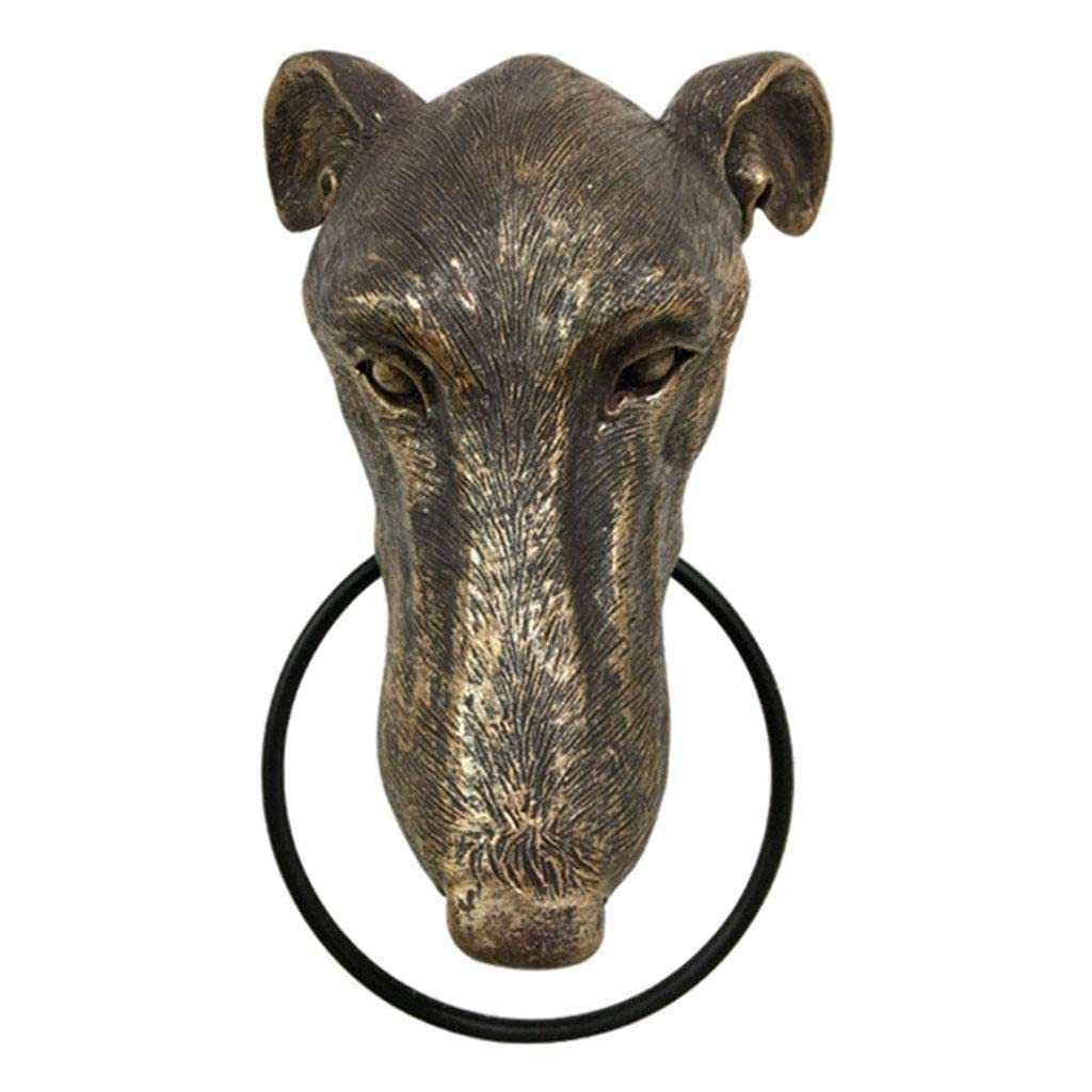 WOVEBIUS Vintage Style Dog Head Knocker Door Gate Wall Hanging Statue Sculpture Dog Head