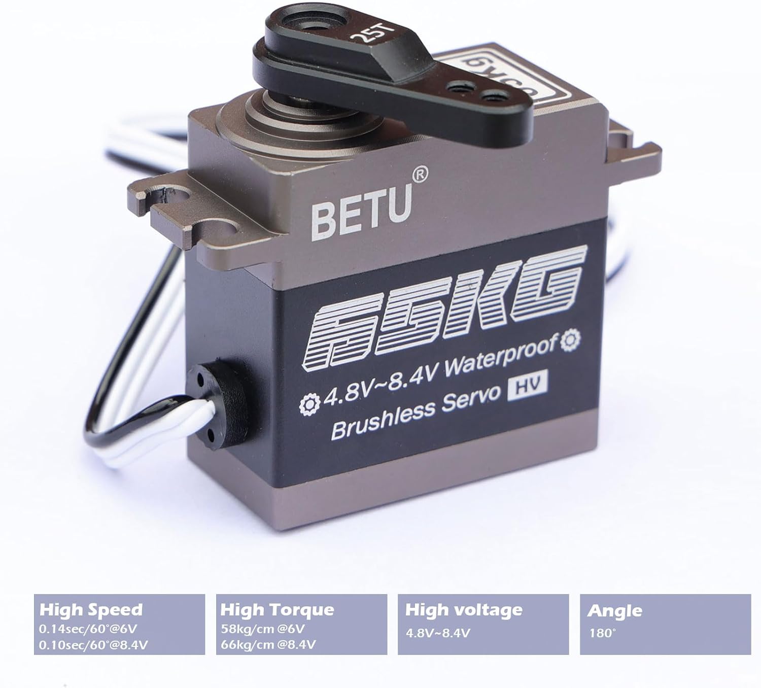 65kg Brushless Servo, High Speed Servo, Waterpoof RC Servo Compatible with 1/5，1/6, 1/8, 1/10 RC Car/Robot/Boat/Airplane