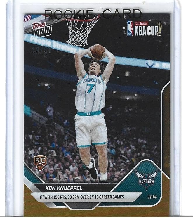 2025 Gold Foil Serial Numbered to /50 Kon Kneipp Knueppel Basketball Rookie Card #52 Hornets Young Supertar Rookie Featuring His 32 Points Performance. Only 50 Produced