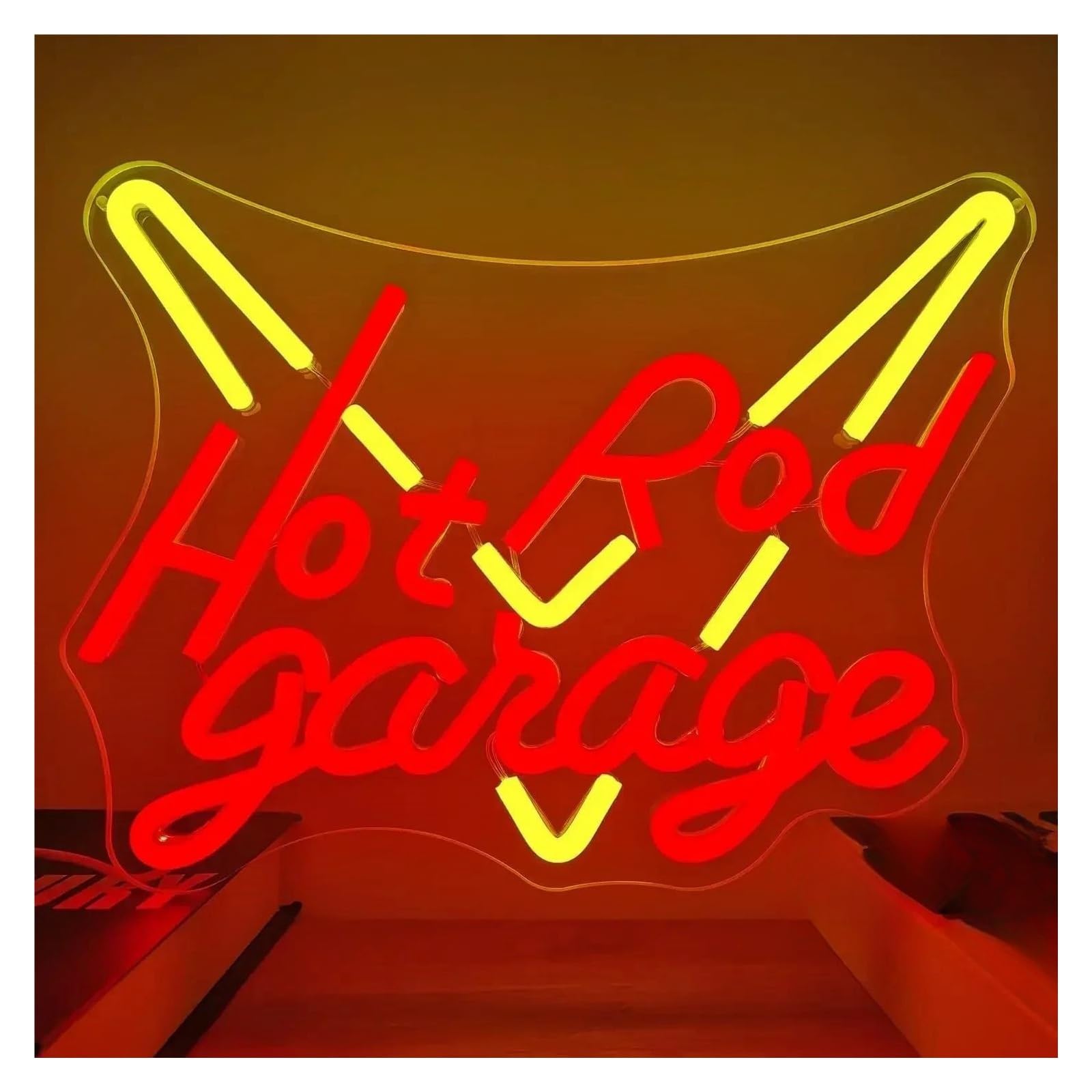LEMST Signs Lamp Hot Rod Garage Neon Sign Neon Light Sign for Wall Decor Neon Light Up Sign USB Dimmable for Bedroom Repair Shop Auto Room 32.5x24.3cm