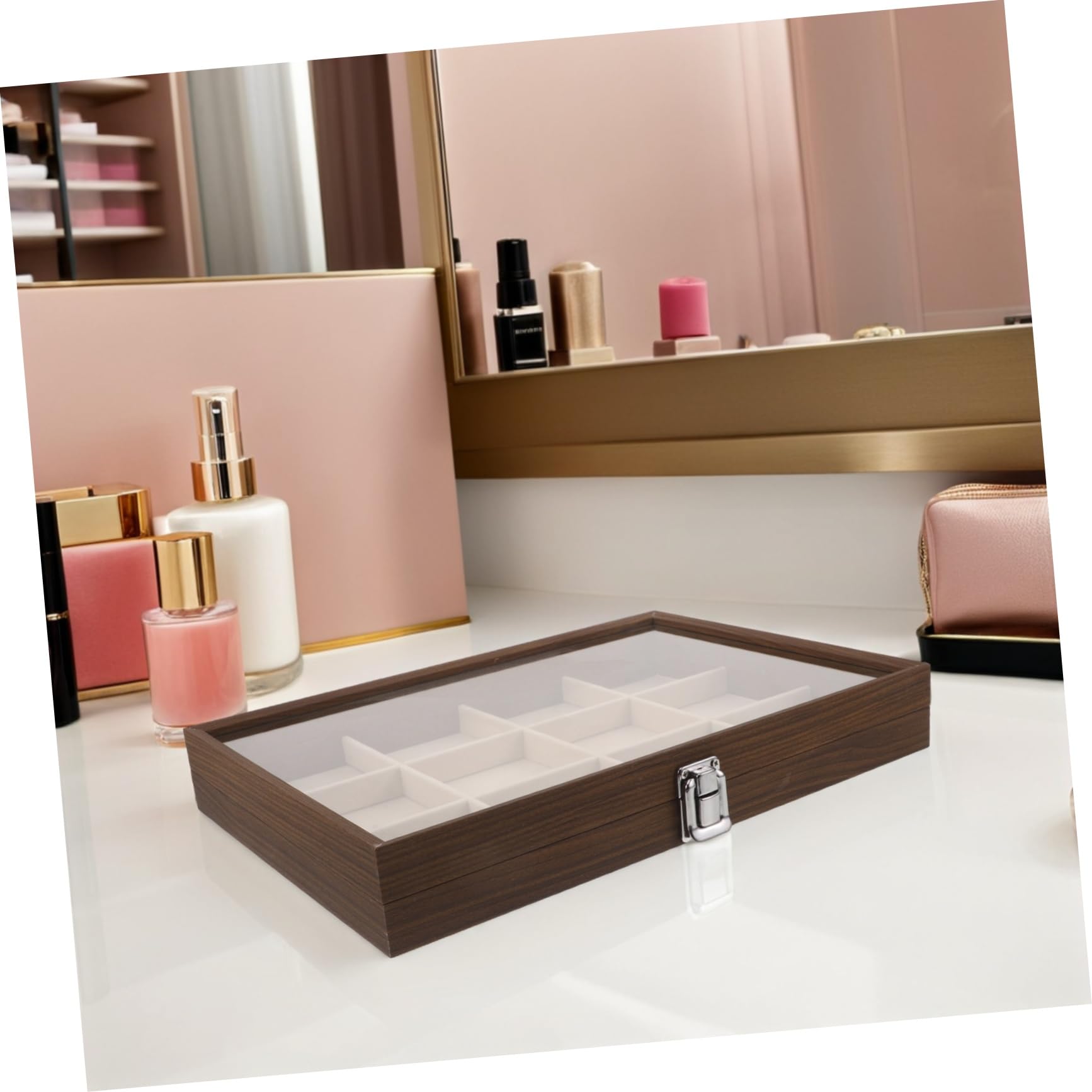 ORFOFE Caja De Almacenamiento De Joyas Collar De Soporte De Anillo Bandeja De Exhibición De Joyas Vitrina De Anillo Franela