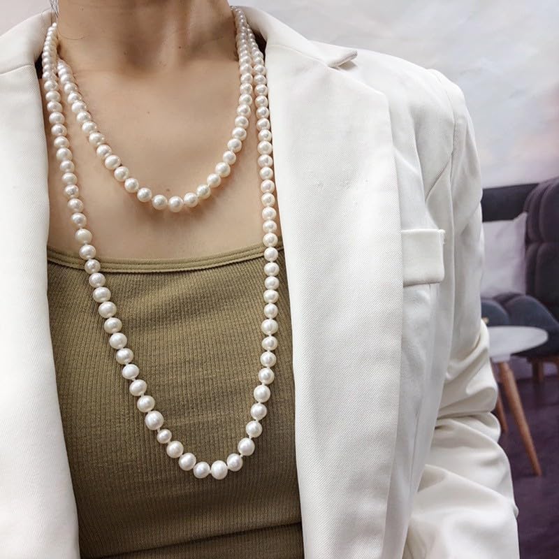 Long Faux Pearls Necklace Stocking Stuffers Beaded Long Pearls Necklace Costume Jewelry - Image 3