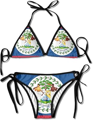 Flag of Belize Sexy Boxing Bikini Women Halterneck Top and Set Swimsuits Beach Swimming Black