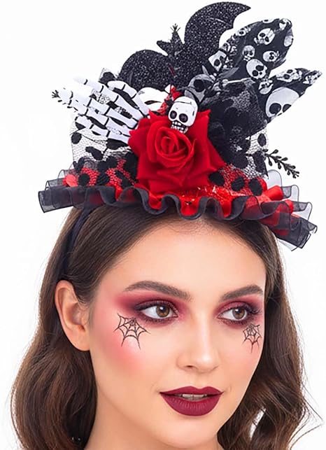 Campsis Halloween Headband Gothic Skull Hair Band Witch Hat Hair Accessory for Women
