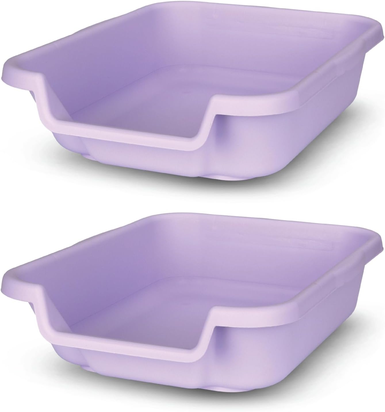 KittygoHere Senior Cat Lettiera Pack 2, piccolo libro di fiabe Lavanda Basso Lettiera Kitty Size per gatti Comfort, Perfetto per gatti Senior & Artritic, Made in USA