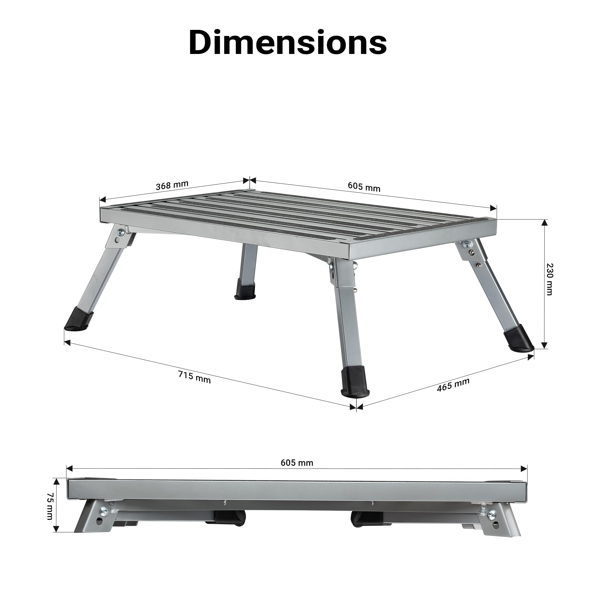 Wiltec Marchepied de Camping jusqu'à 150 kg Tabouret Pliable en Acier Échelle à 1 Marche