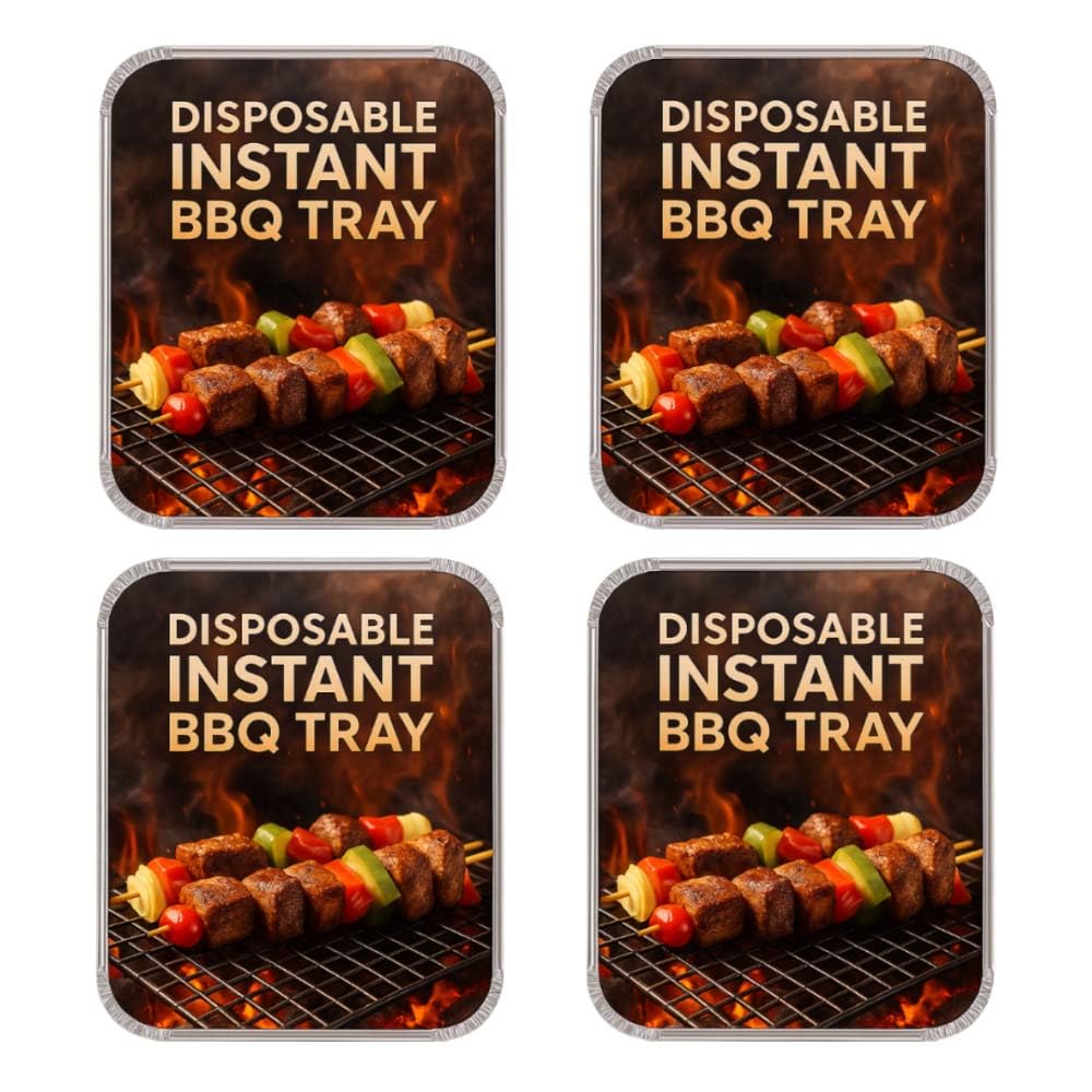 Disposable BBQ Instant Grill Charcoal Instant Light Charcoal Barbecues Grill Tray Outdoor Camping Summer Garden 4 Pack