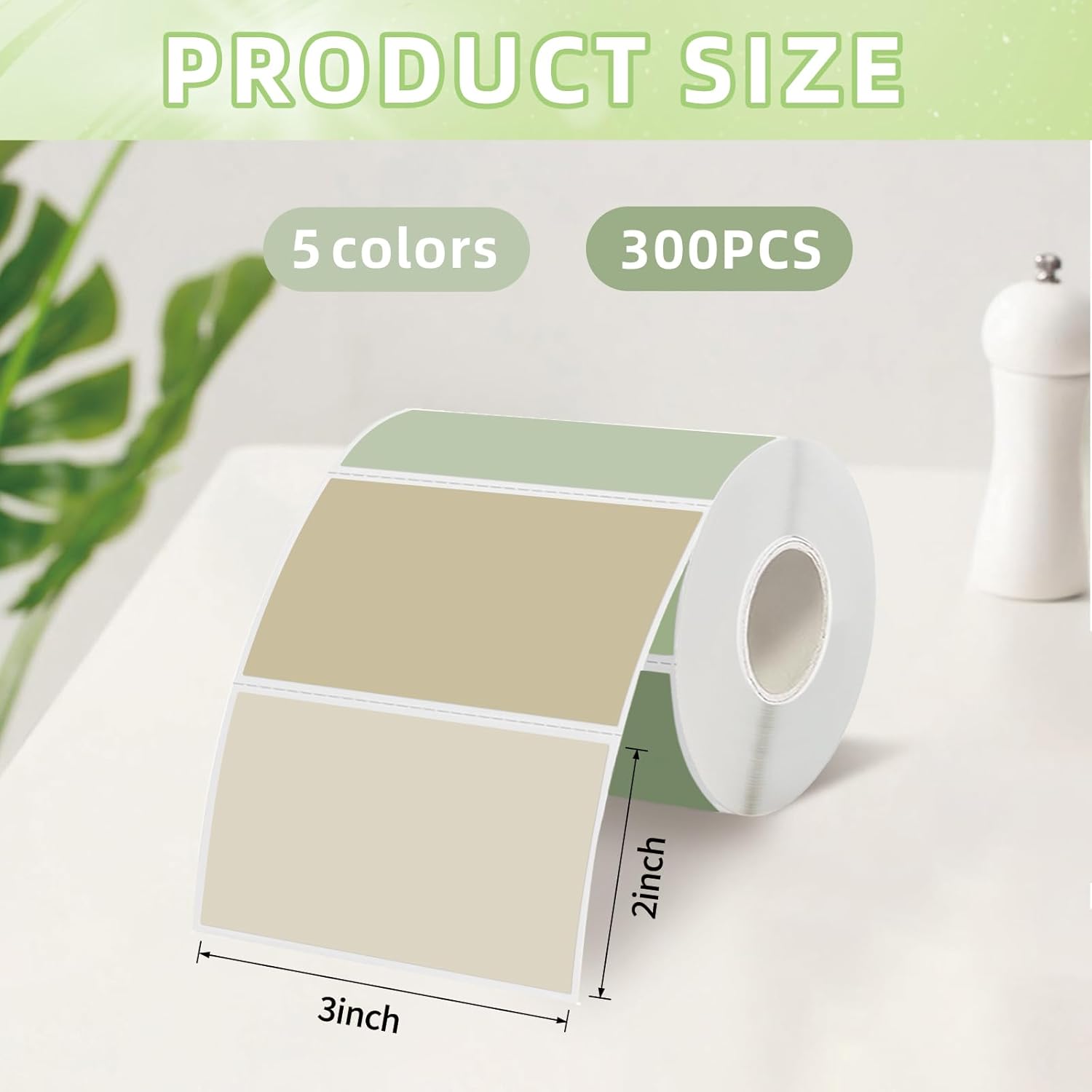 Starboling 3" x 2" Thermal Labels,Self-Adhesive Rectangle Thermal Printer Sticker,for Price,Barcode,Mailing,Name(Green Gradient) - Image 2