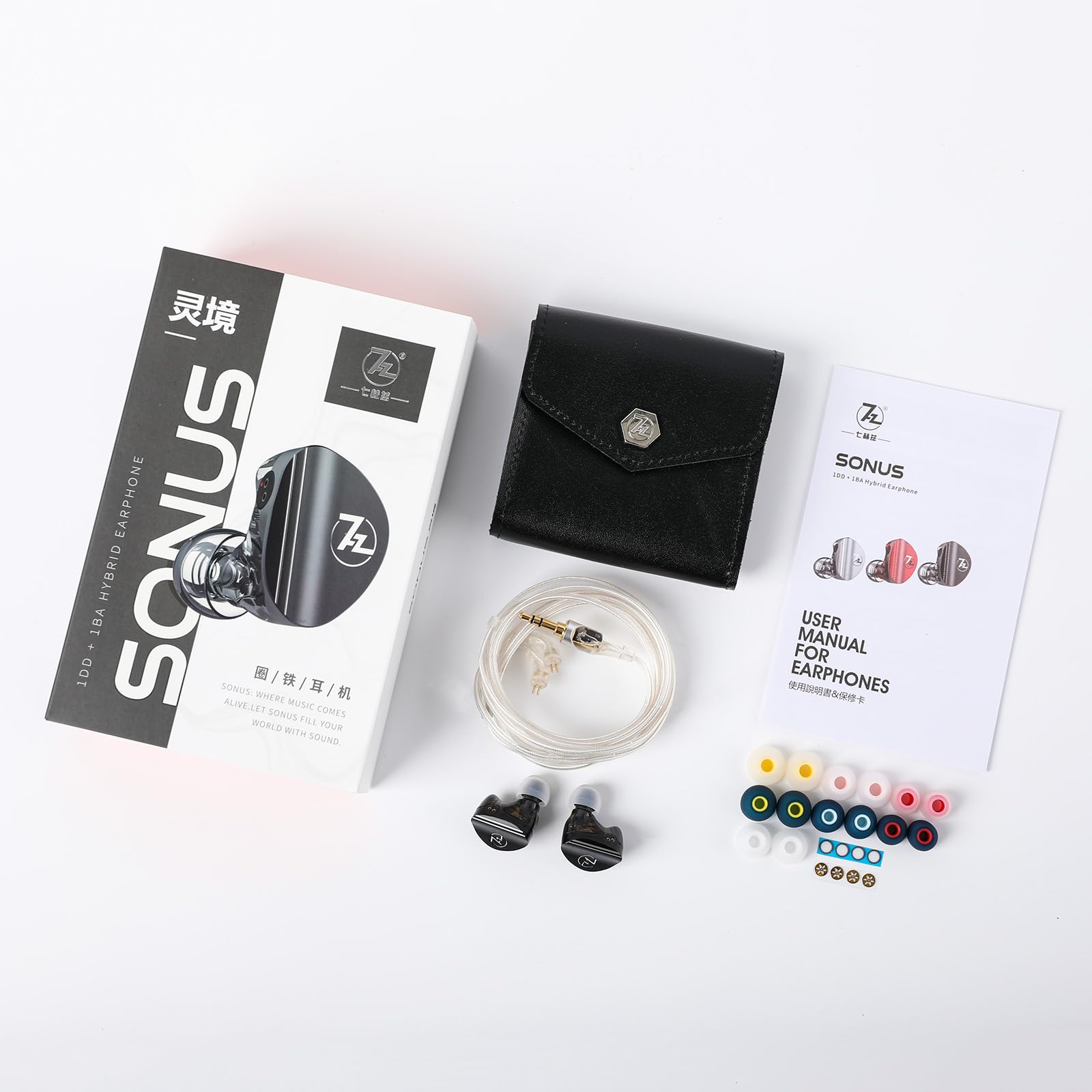 LINSOUL 7HZ SONUS 1DD+1BA Dual Driver In Ear Monitor, HiFi In Ear Kopfhörer IEM, mit abnehmbarem High-End versilbertem OCC Kabel, Aluminium Back Cavity für Audiophile, Gaming Earbuds(Schwarz,3.5mm)