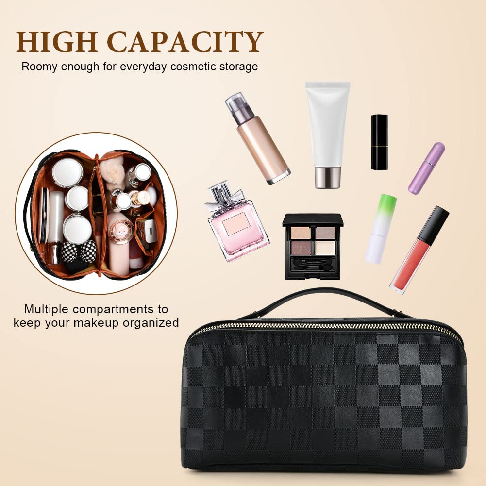 Aucuu Borsa Cosmetica da Viaggio, Beauty Case da Viaggio Donna, Borsa da Viaggio per Cosmetici, Borsa Cosmetica da Donna in Morbida Pelle PU, Borse da Toilette Impermeabile Portatile