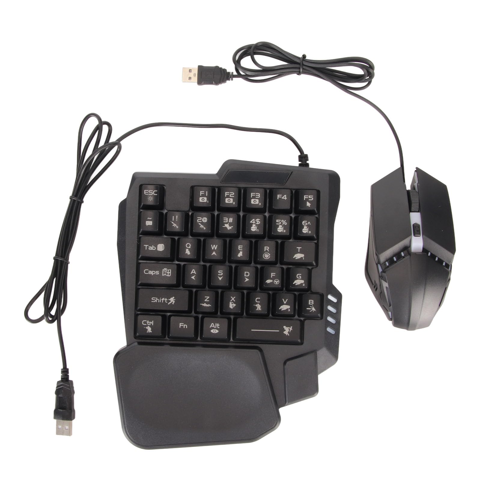 Fabater Set Convertitore Mouse Tastiera Telefono Cellulare per IOS, Tastiera da Gioco e Mouse Combinati a Mezza Mano RGB Cablato, Kit Convertitore da Telefono Cellulare a per Giochi FPS, 120FPS