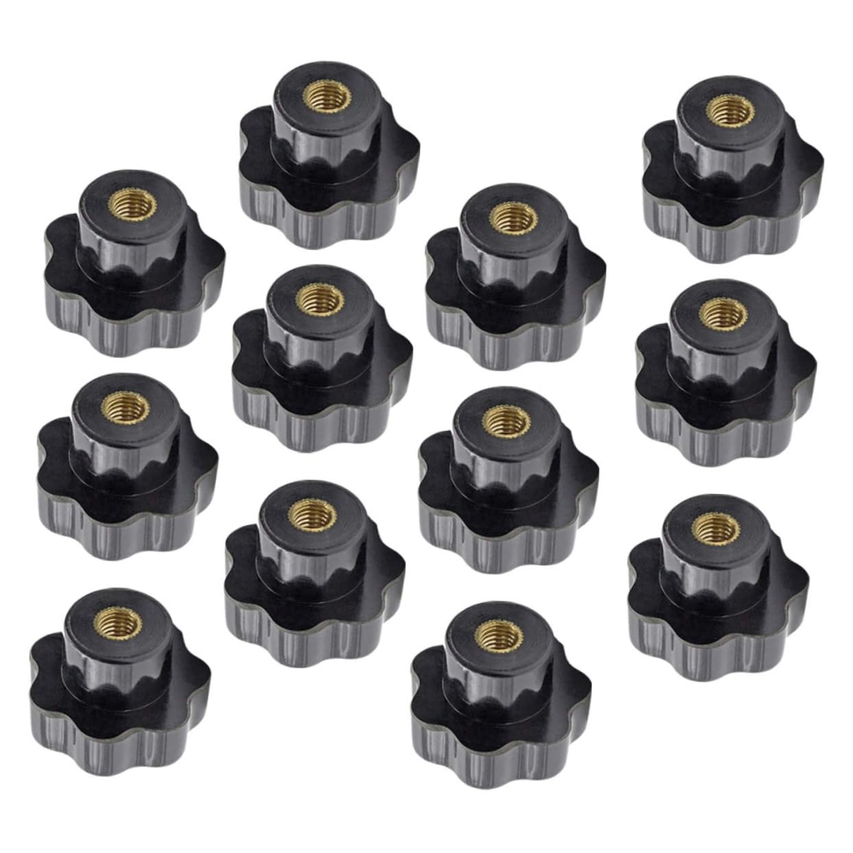 NAMOARLY 12pcs Blossom Design Screw Nuts Knurled Plum Blossom Thumb Nut Threaded Knob for Mechanical Equipment Non-Slip Grip
