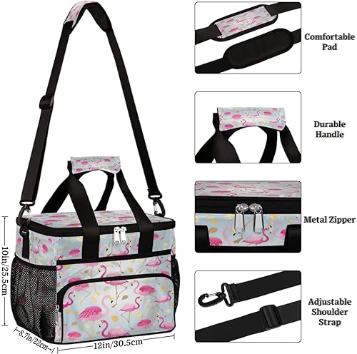Miniatura 2 de Lonchera térmica grande con aislamiento rosa flamenco para hombres y mujeres, bolsa térmica suave de 15.4 litros, caja de almuerzo a prueba de fugas