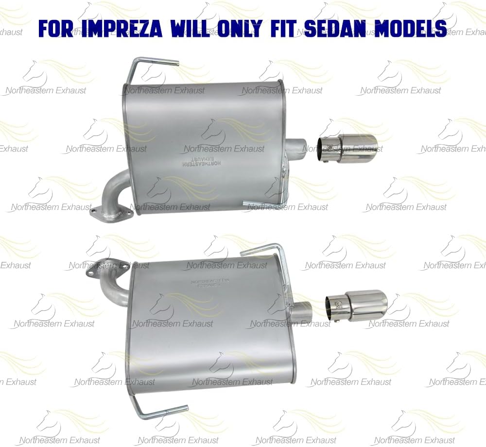 Exhaust Pair of Muffler w/Tips Compatible for 2008-2011 Subaru Impreza 2.5L | Direct-Fit | Northeastern Exhaust | Free Gaskets and Hangers Included | Automotive Replacement Part