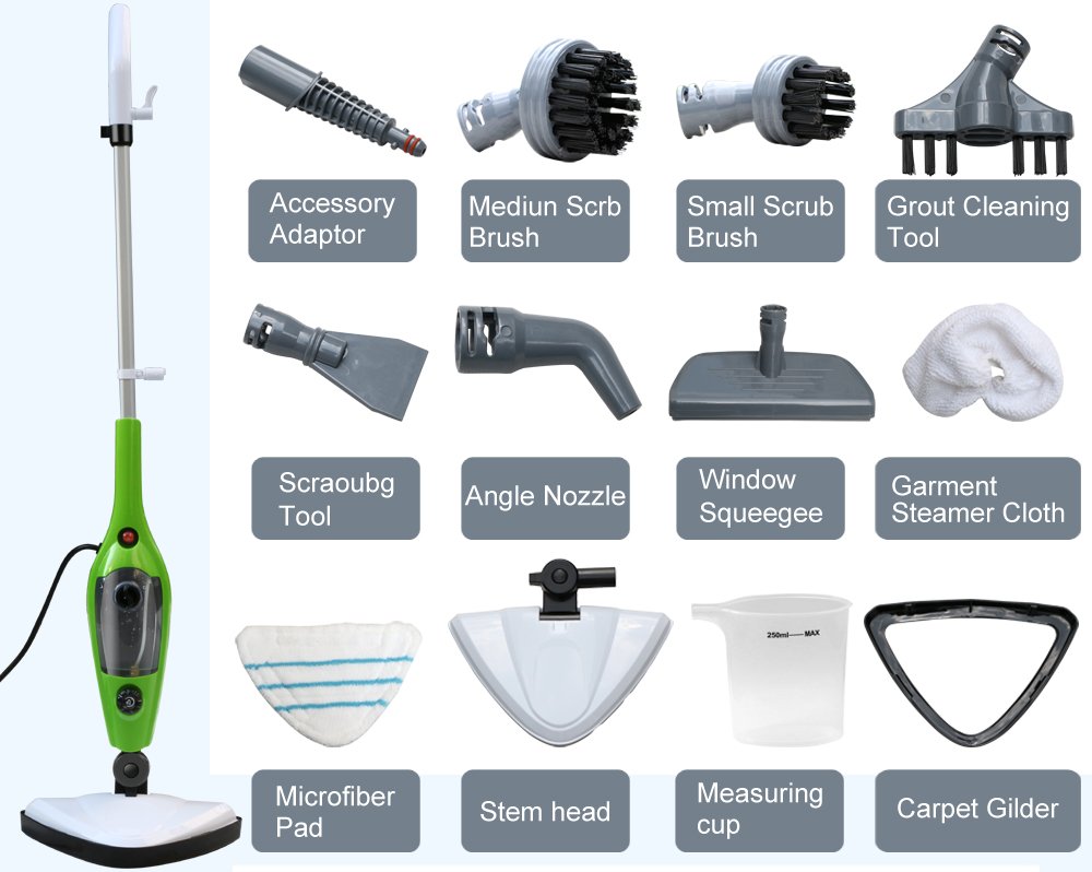 Beyondfashion 10 en 1 1500 W Limpiador de Vapor de Mano para moquetas de Piso con 5 esponjas