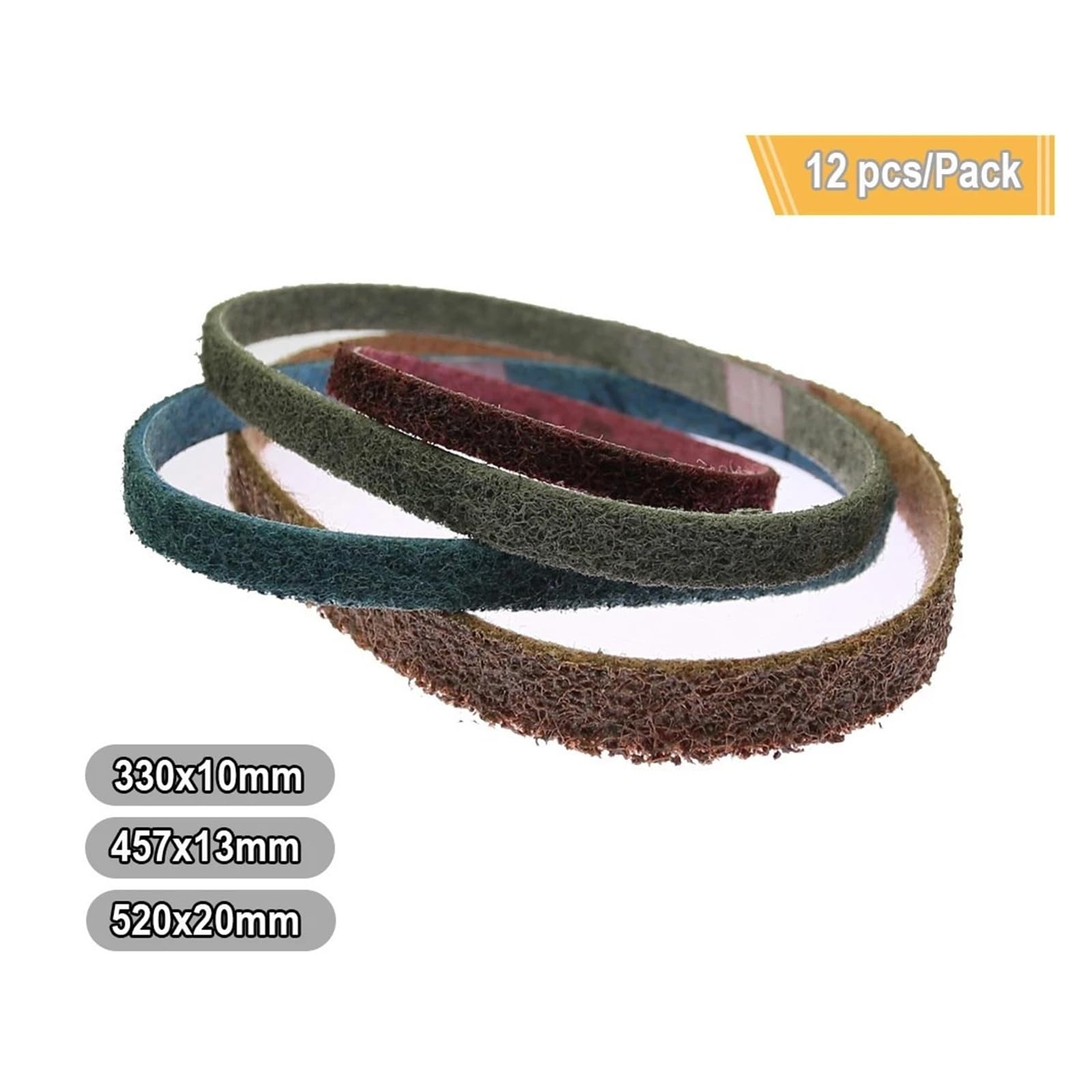 12 stücke 330/457/520mm Nicht-woven Nylon Schleif Schleifbänder Grob bis Fein für(MIX,457x13mm)