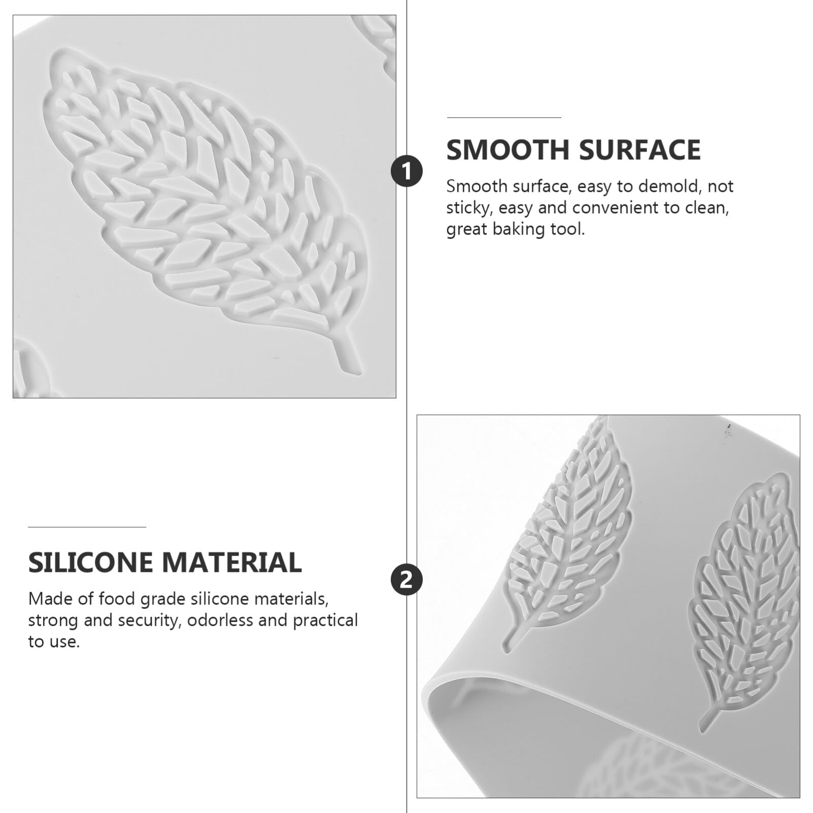 Moule à Fondant en Silicone Feuille 5 Pièces pour Décoration