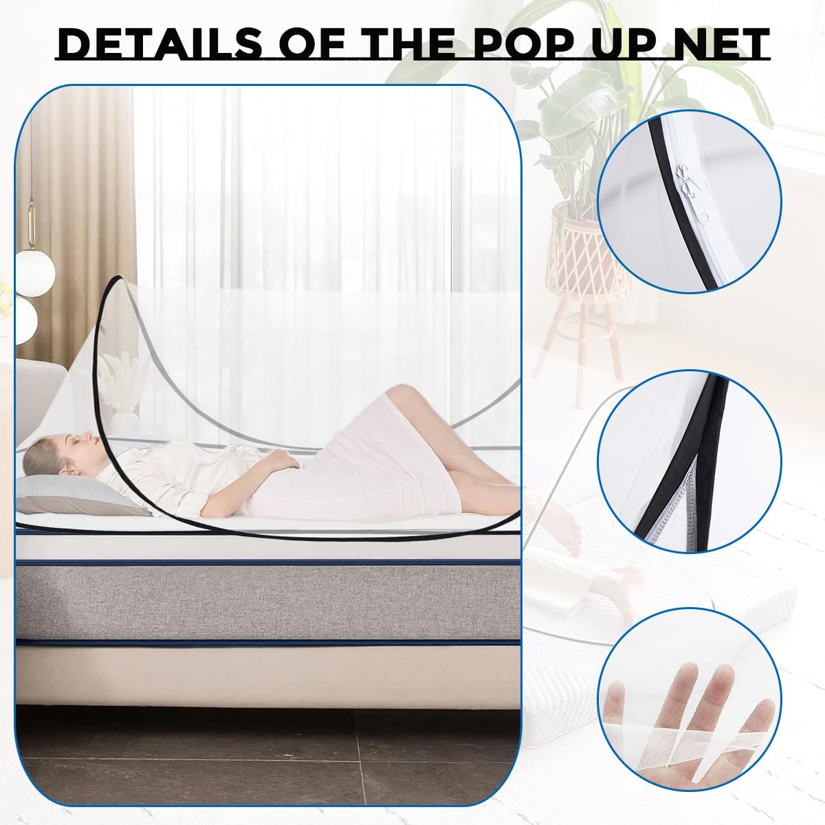 Akiky Grande tente anti-moustiques portable pour lit, camping, voyage, extérieur, 2 pièces, filet pliable en maille pour chambre d'adultes et de bébés