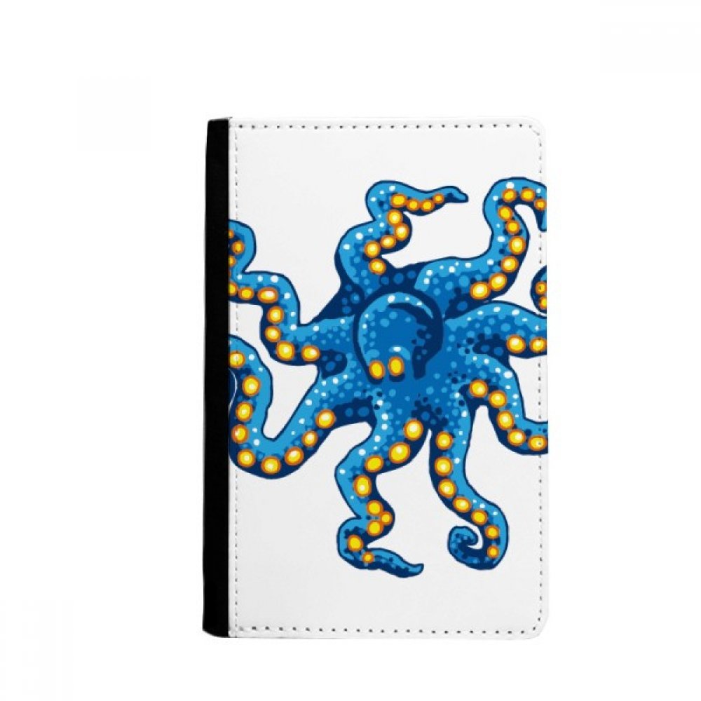 DIYthinker Blue Octopus Marine Life Cartoon Pattern Passport Holder Notecase Burse Wallet Cover Card Purse
