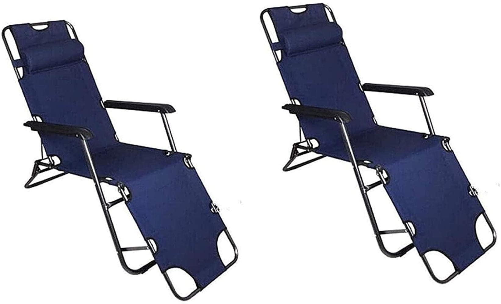 Chaises de Jardin Pliantes et Inclinables Bleu Marine - Pack de 2 Transats