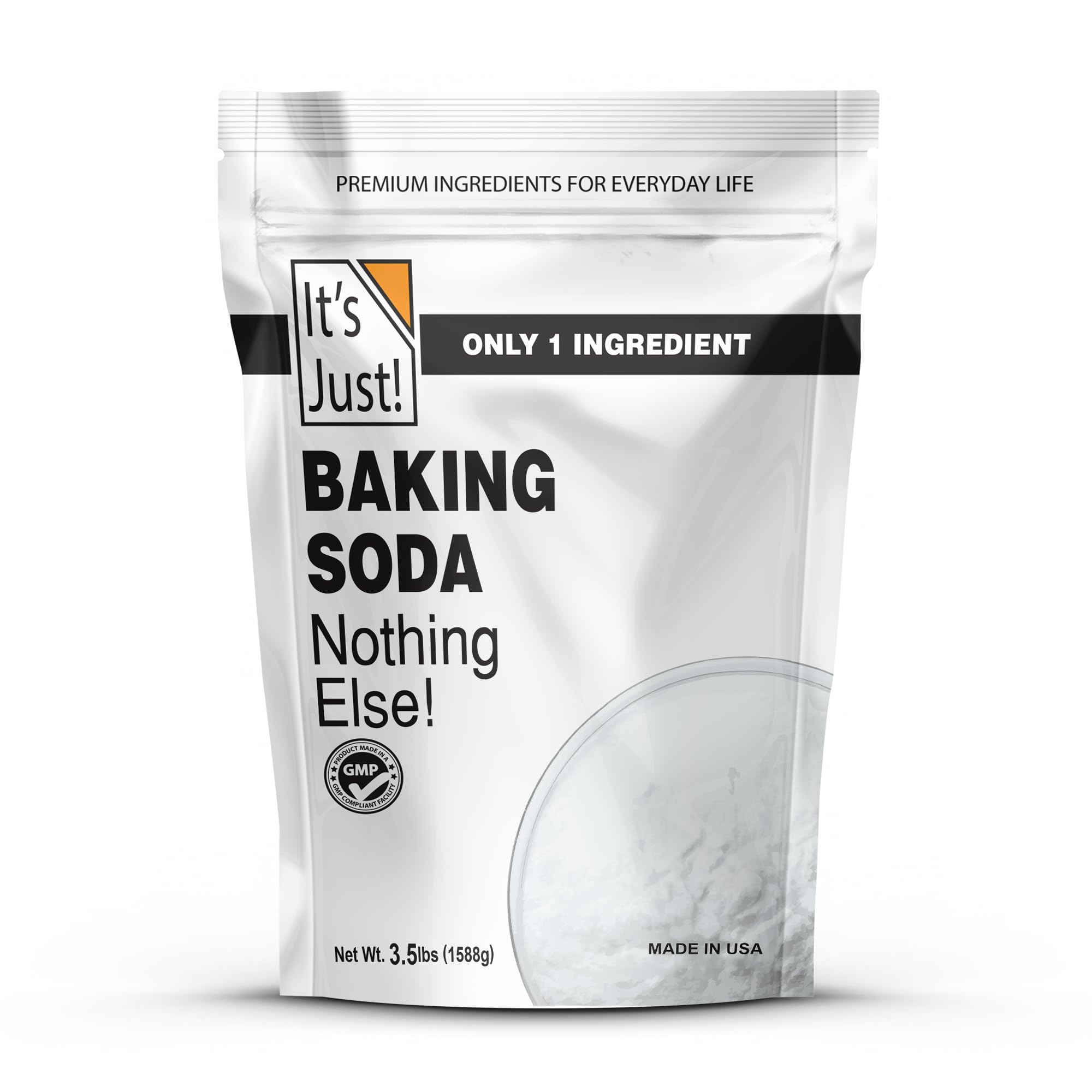 It's Just - Baking Soda, 100% Pure Sodium Bicarbonate, Food Grade, Non-GMO, Made in USA, Cooking, Baking (3.5 Pound)