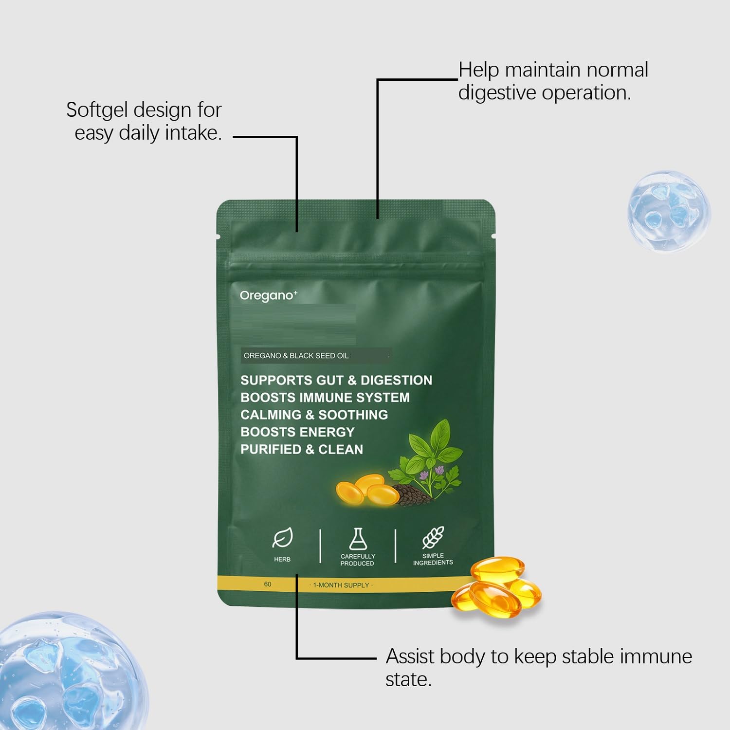 Oreganoöl mit Schwarzkümmelöl – immununterstützend,3pcs