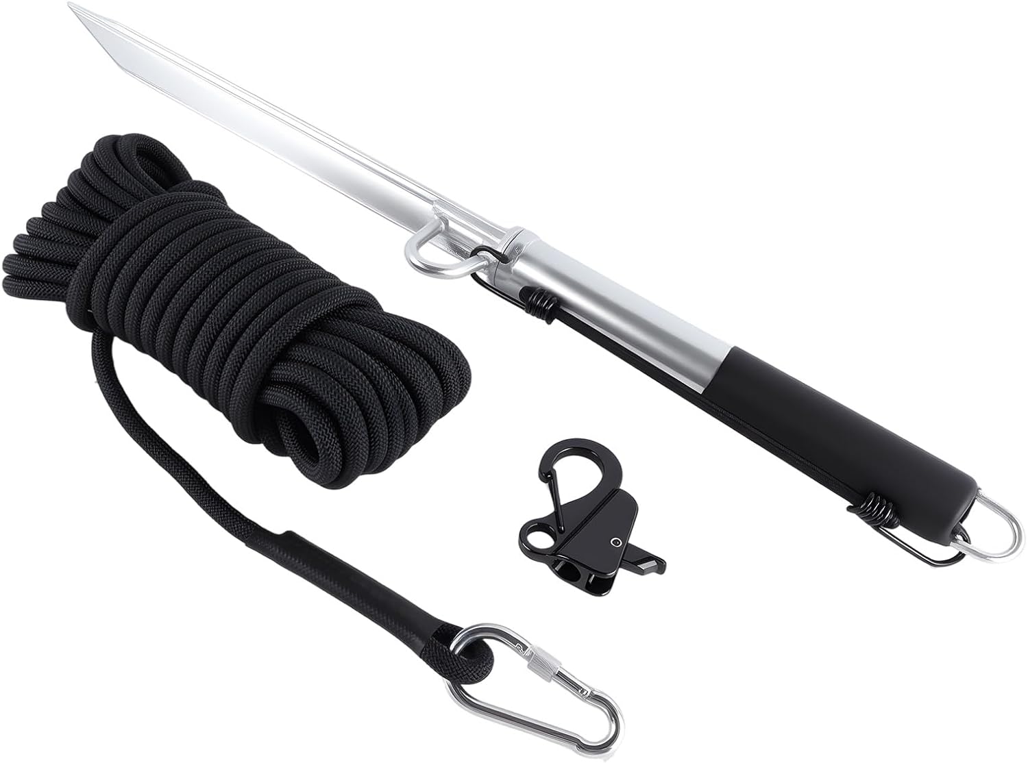 32 Inch Sand Spike Boat Anchor Boat Anchor Hook with Stainless Steel, Slide Hammer & Rubber-Coated Handle 50ft for Boats Pontoon Kayak for Shallow Water Shore Sandbar