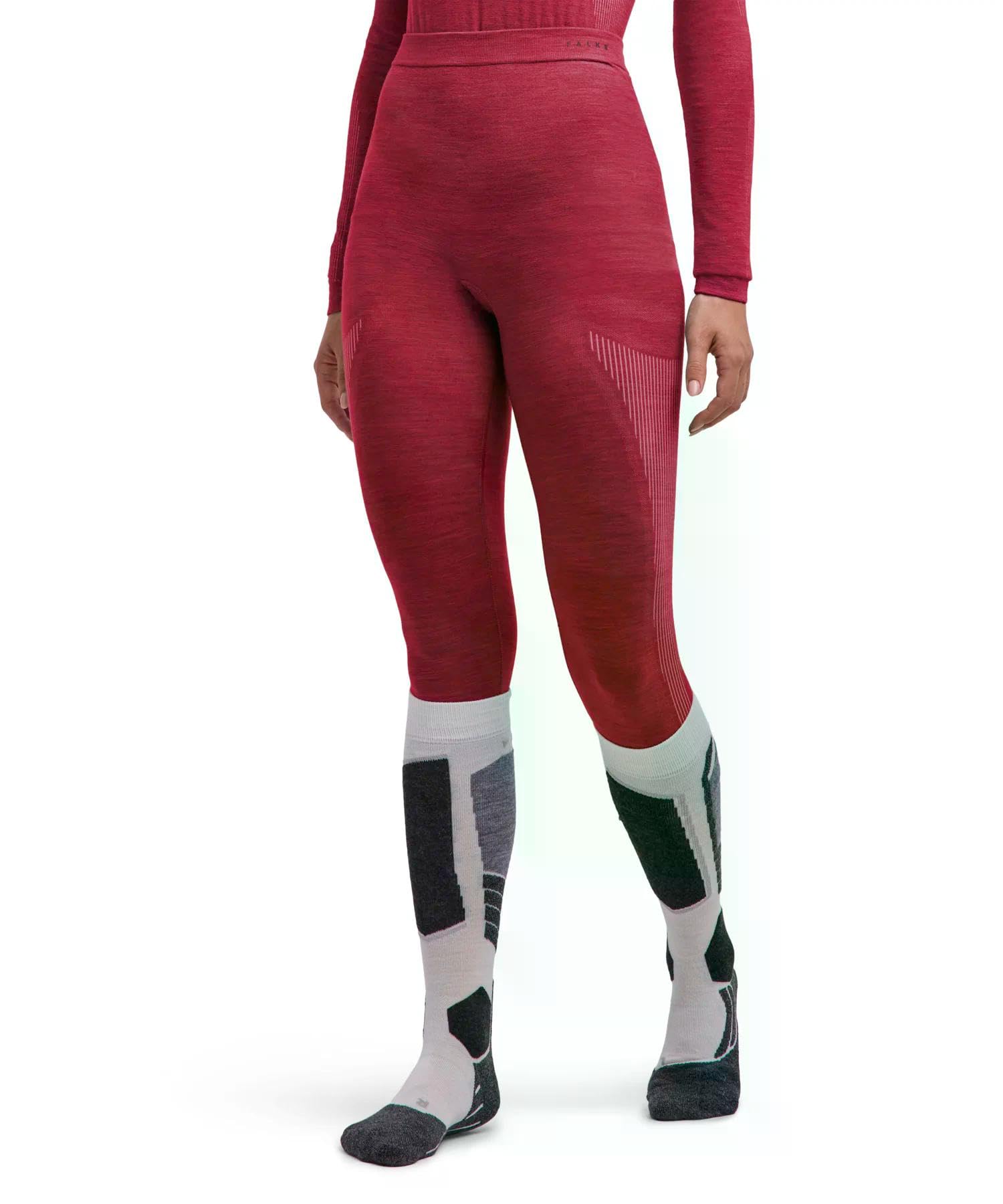 FALKE Wool-Tech Light 3/4 W Ti Lana Hilo Funcional Secado rápido 1 Pieza, Capa de Base Inferior Mujer, Rojo Ruby 8830, XL