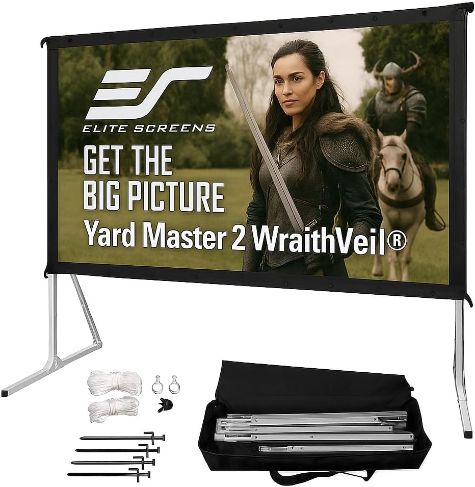 Yard Master 2 DUAL Projector Screen, 150-INCH 16:9, Front and Rear 4K/8K Ultra HD, Active 3D, HDR Ready Projection, OMS150H2-DUAL
