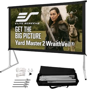 Elite Screens 100-inch Wraith Veil DUAL, 16:9, 0.8 Gain, 150 Viewing Angle, Front & Rear Projection Screen, Yardmaster 2 OMS100H2-Dual