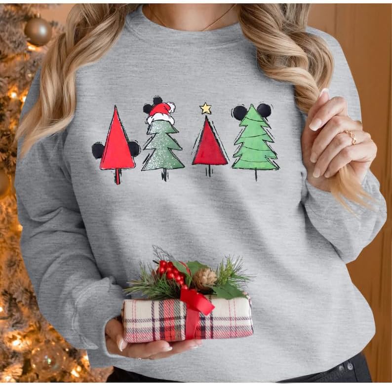 JINTING Christmas Sweatshirt for Women Christmas Tree Pullover Xmas Holiday Crewneck Sweatshirts Long Sleeve Top - Image 3