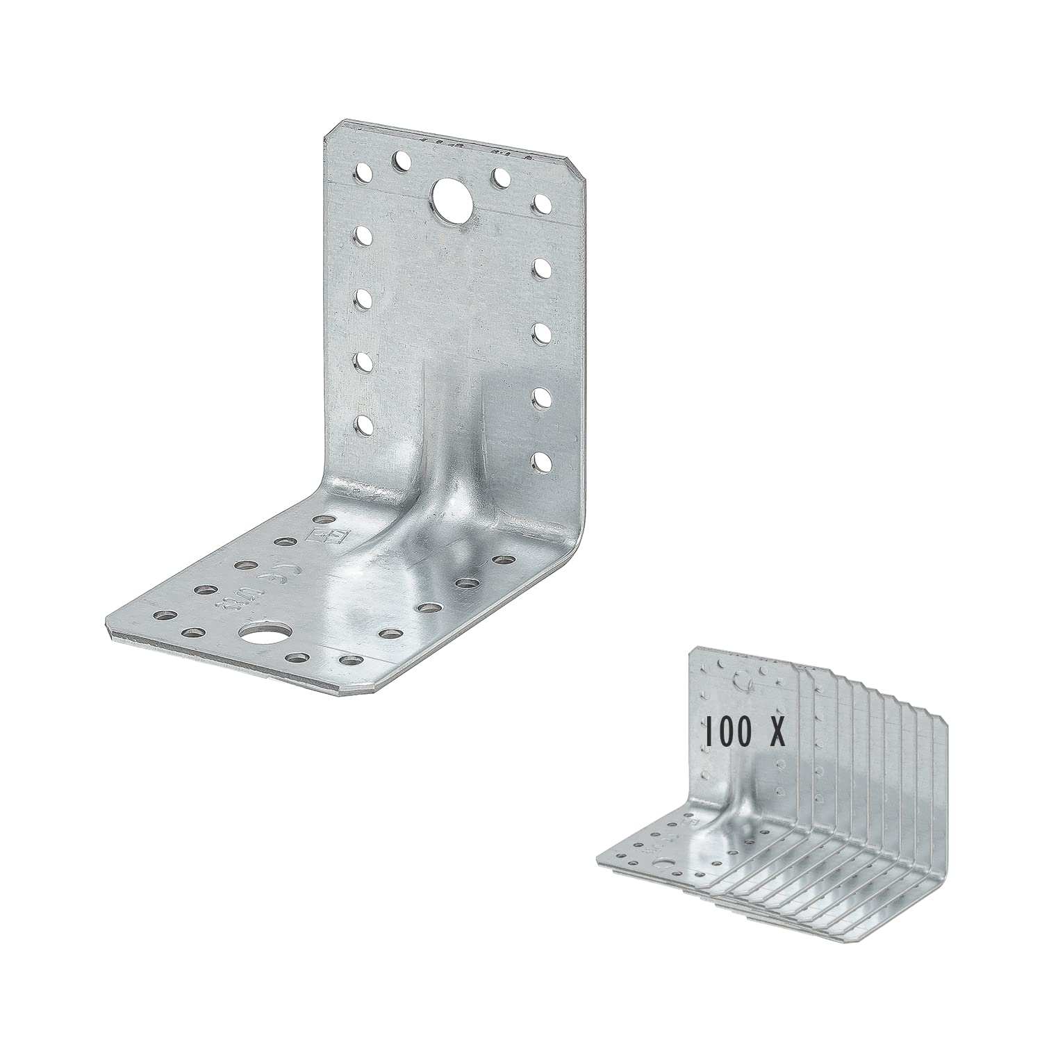 siwitec - 50 conectores angulares para cargas pesadas con reborde, 105 x 105 x 90 mm, acero galvanizado sendzimir, conectores de madera resistentes a la intemperie, conectores de carga pesada para