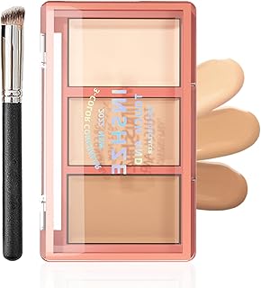 Concealer Full Coverage Palette, Conceal & Correct Palette, 3 Color Cream Contour Palette Cream Concealer for Girls, Waterproof Long-lasting Concealer/Contouring with Silky Texture
