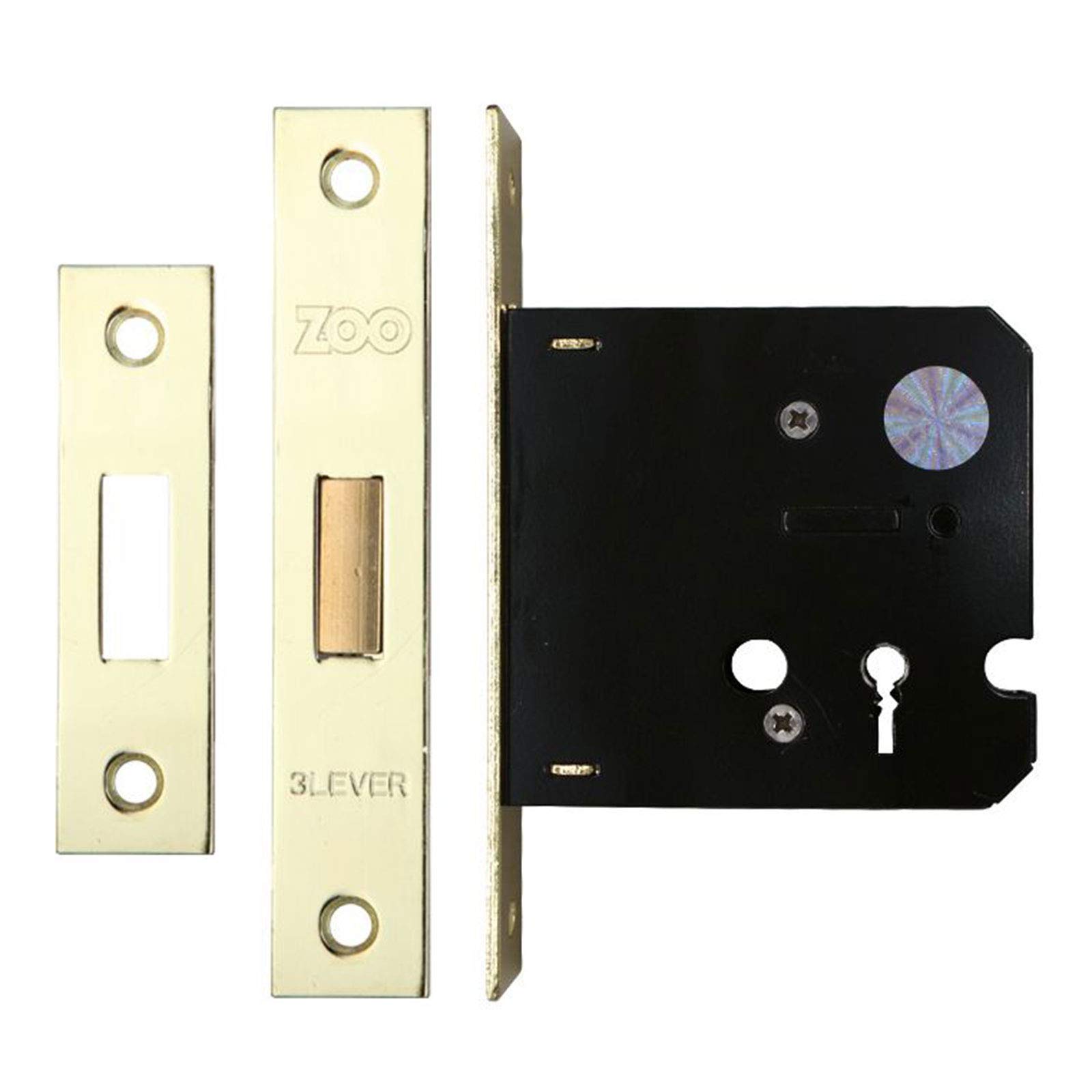 3 Lever Dead Lock - 3" - Electro Brass