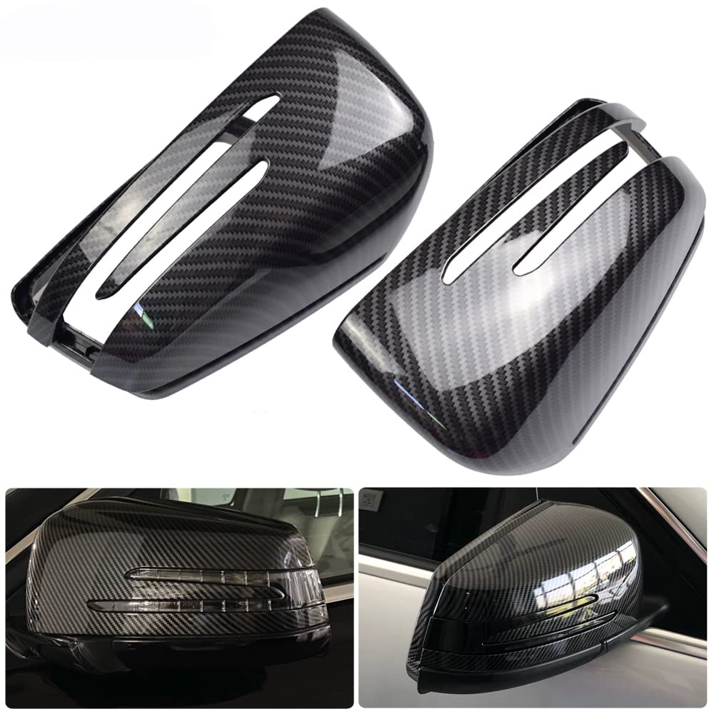 Tappi per specchietto retrovisore auto per Mercedes Benz W176 | 1 paio di tappi per retrovisore per Mercedes Benz W246 W212 W204 C117 X156 X204 W221(Fibra di Carbonio)