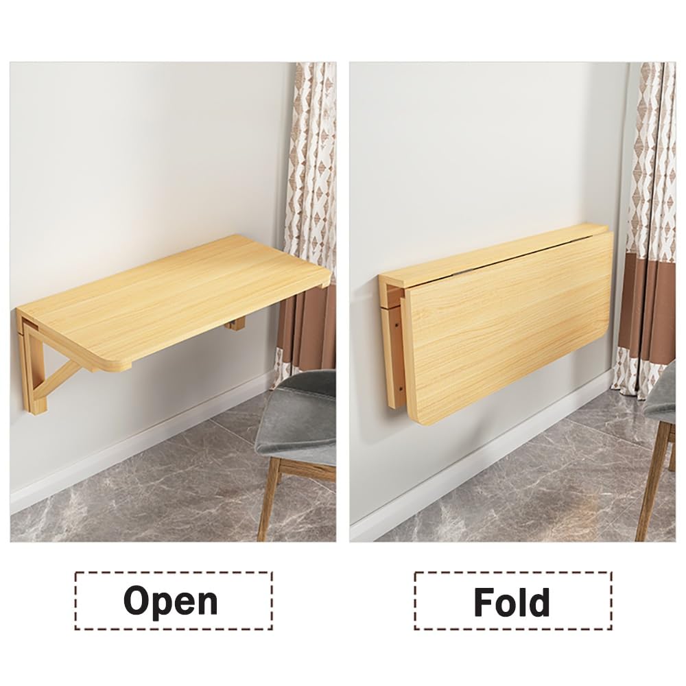Scrivania Pieghevole da Parete, 32" x 24" Tavolo Pieghevole da Parete con ribaltina per Piccoli spazi, Tavolo Galleggiante in Legno Banco da Lavoro per Ufficio Casa Cucina Lavanderia (120x50