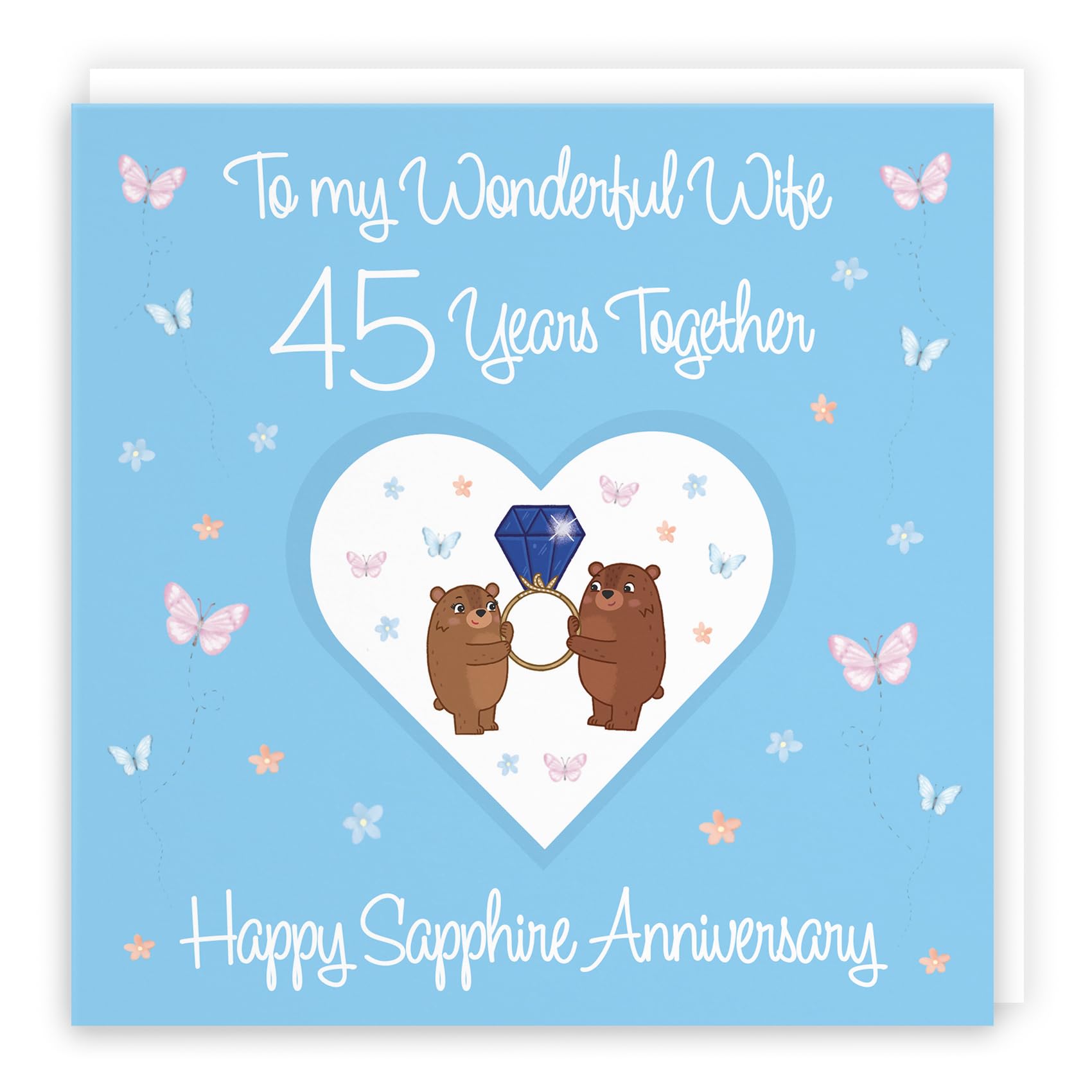 Hunts England, Wife 45th Anniversary Card, 45 Years, Sapphire Anniversary, Romantic Meadows, Fun Card