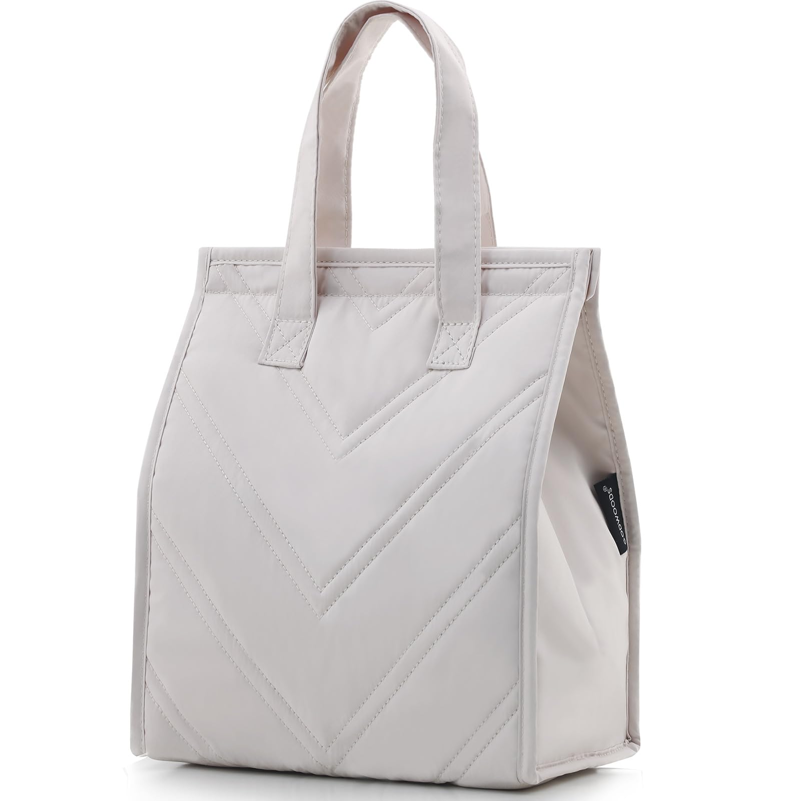 GODWOODS Insulated Lunch Bag for Women and Men, Large Reusable Lunch Box Tote with Quilted Padding, Leakproof Food Grade Liner for Office, Work, Travel, Picnic - Lightweight (Beige) โ image 1