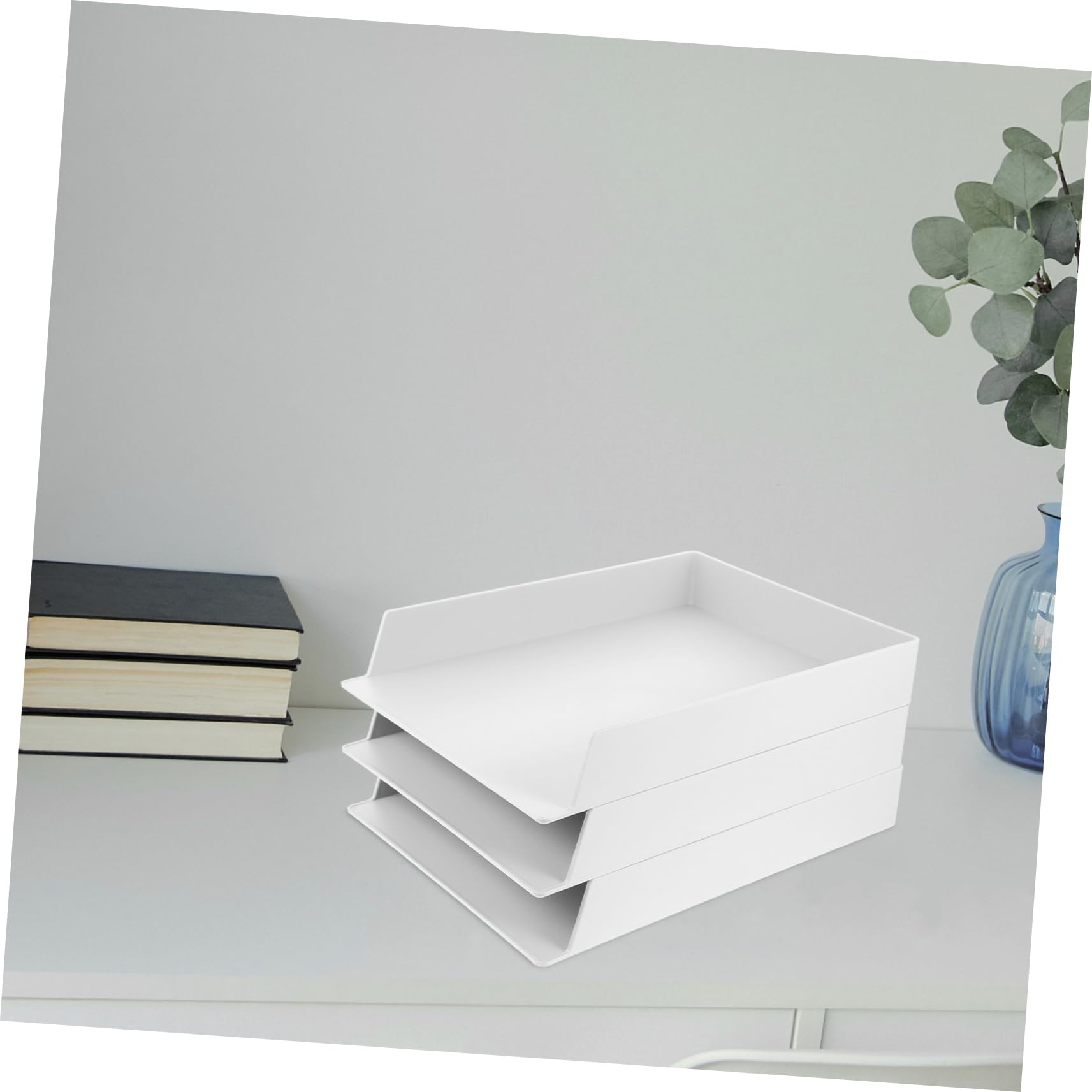 DOITOOL 3 Piezas Caja de Almacenamiento de Archivos para Escritorio Estante de Organización de Papelería Compartimentos para Oficina y Estudio Color Claro