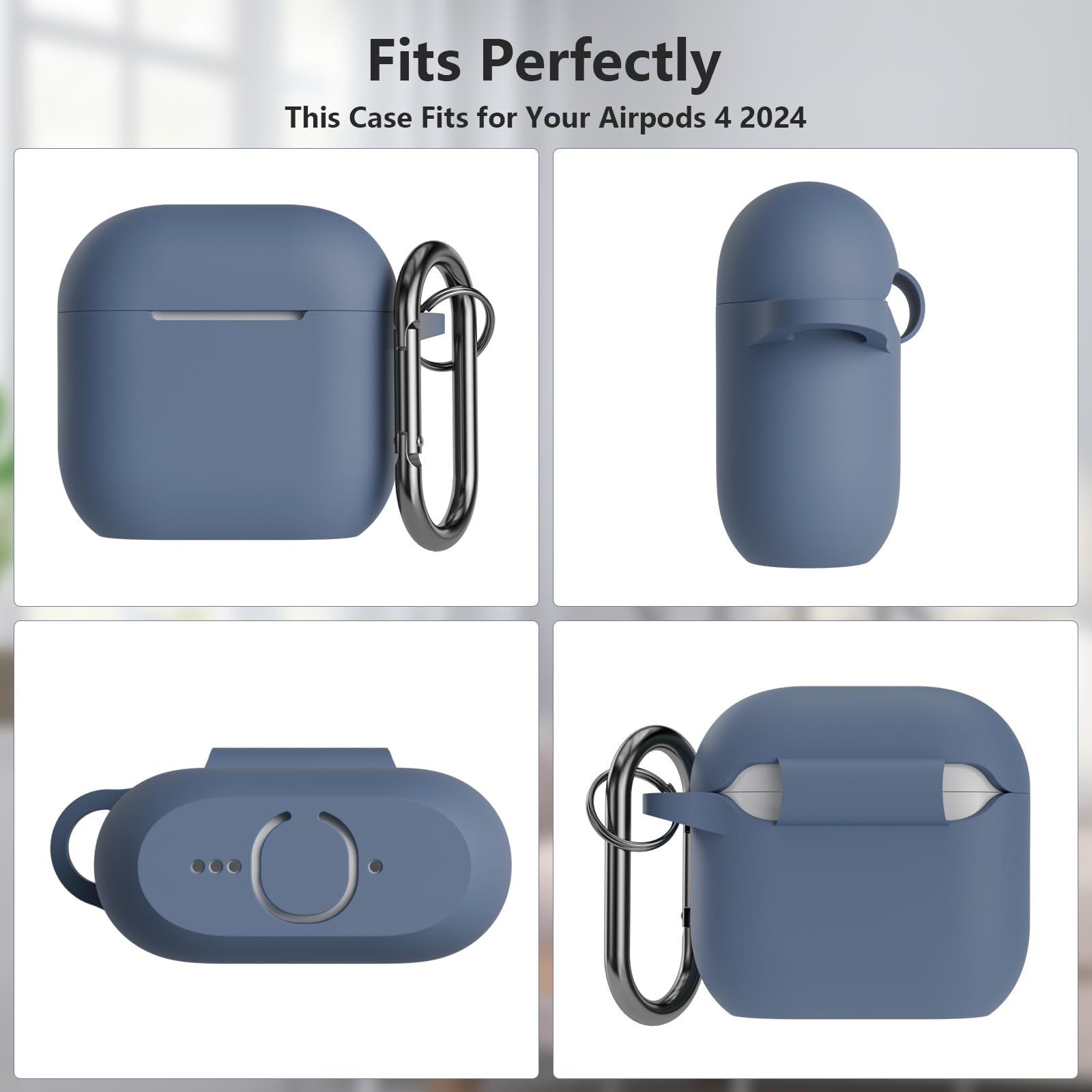 Custodia AirPods 4 2024 In Silicone Morbido Con Moschettone E Kit Pulizia - KOKOKA, LED Anteriore, Rosso Anguria - Foto 6