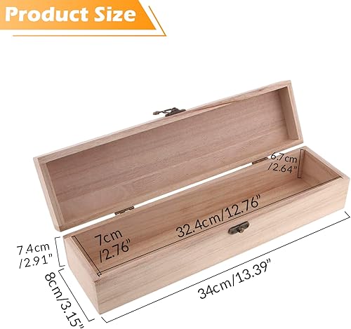 Miniatura 3 de Colaxi Caja de madera natural sin terminar con tapa con bisagras Estuche para lápices Regalos