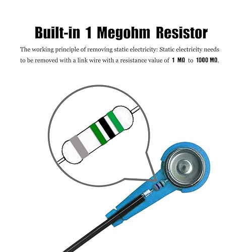 Miniatura 8 de Correa de muñeca antiestática, antiestática, correa de muñeca antiestática, correa de muñeca ajustable ESD, pulsera de conexión a tierra, pulsera