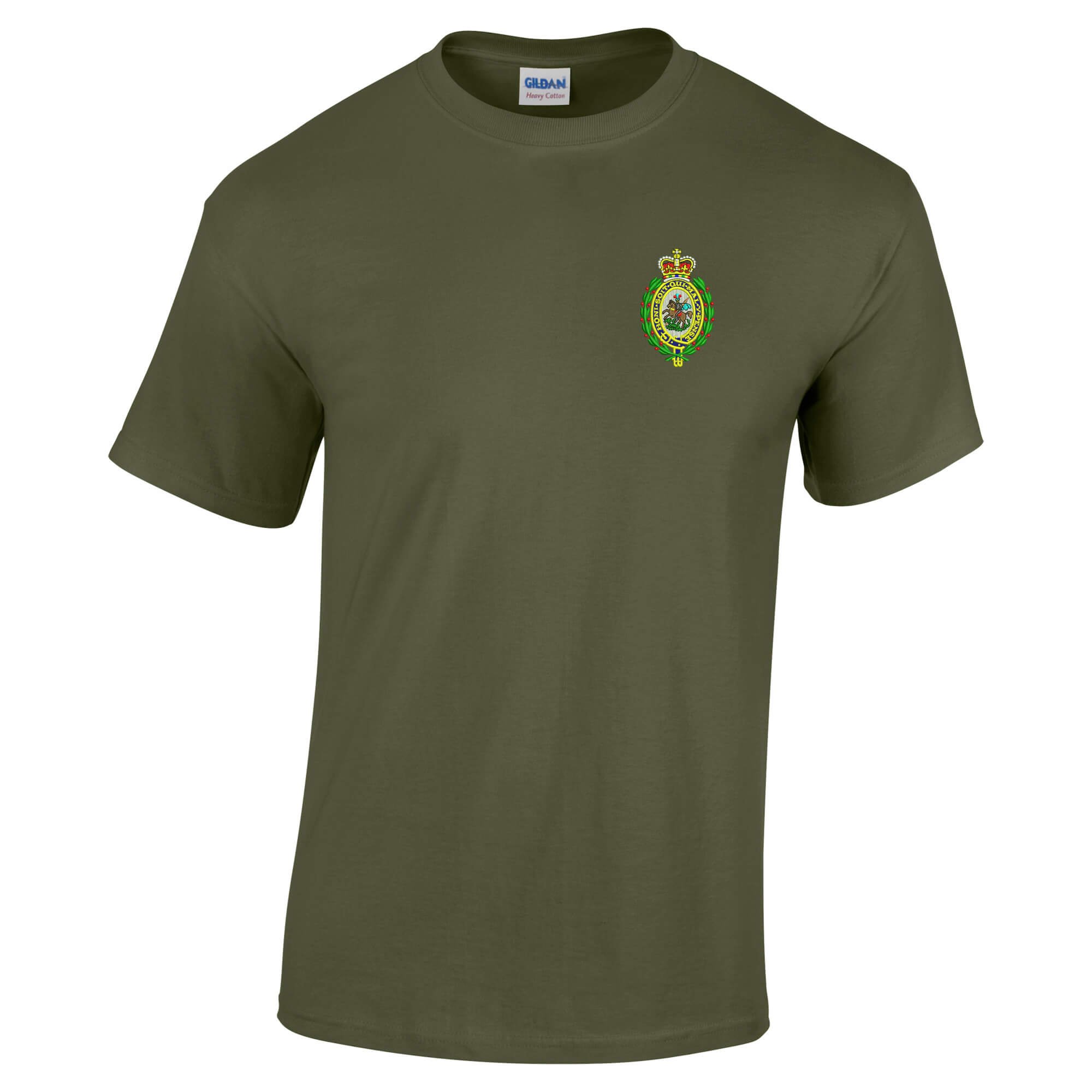 Pineapple Joe's Men's Military Green Royal Regit Of Fusiliers Embroidered T-Shirt - Large