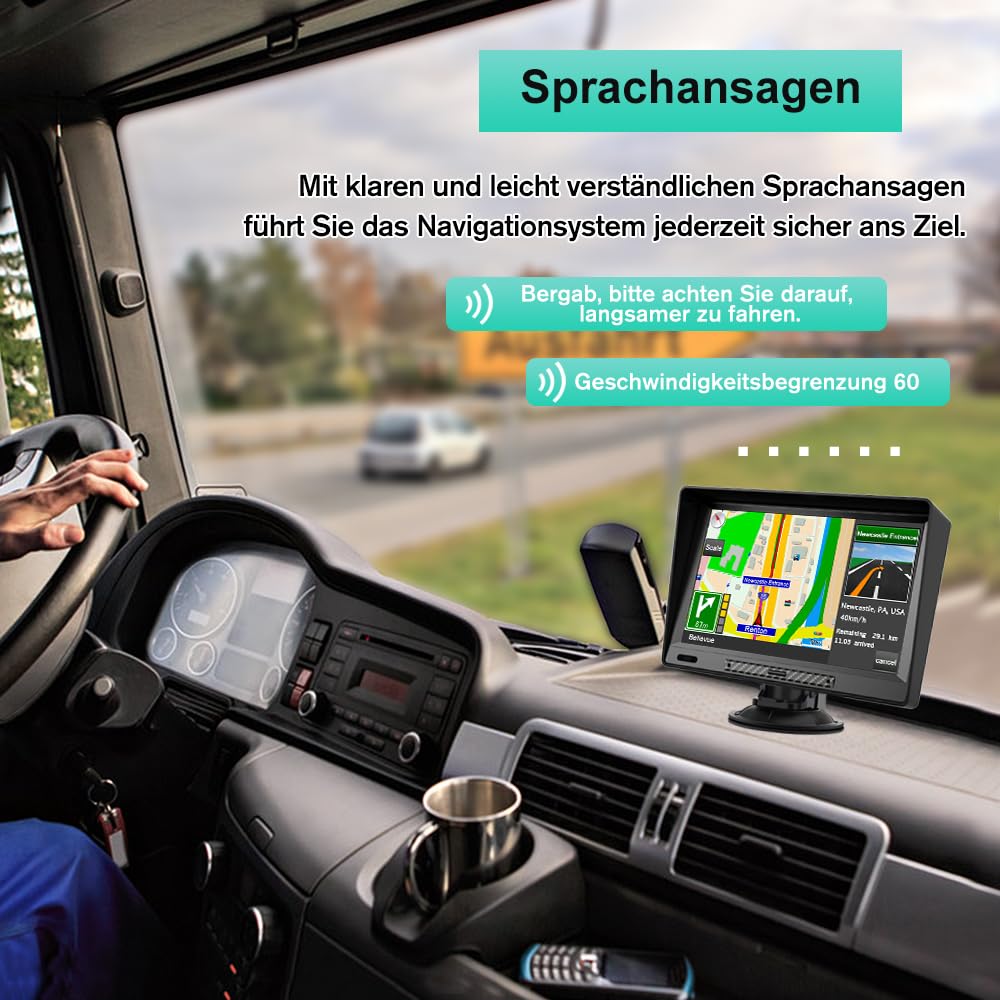 AWESAFE Bluetooth Navigationsgeräte mit 9 Zoll Touchscreen, GPS Navigation für LKW PKW KFZ, 2023 Europa Karten